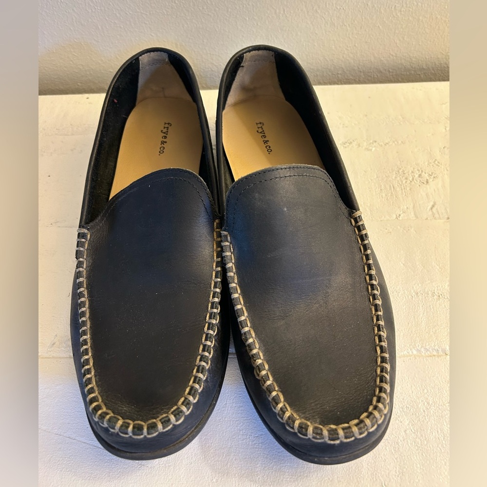 Frye Black Leather Slip-On Shoes